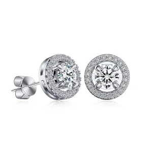 1.2 CT. Classic Round Shaped Moissanite Diamonds Halo Stud Earrings