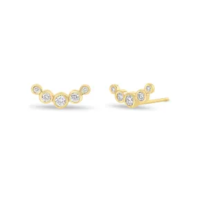 14k 5 Graduated Diamond Bezel Curve Studs