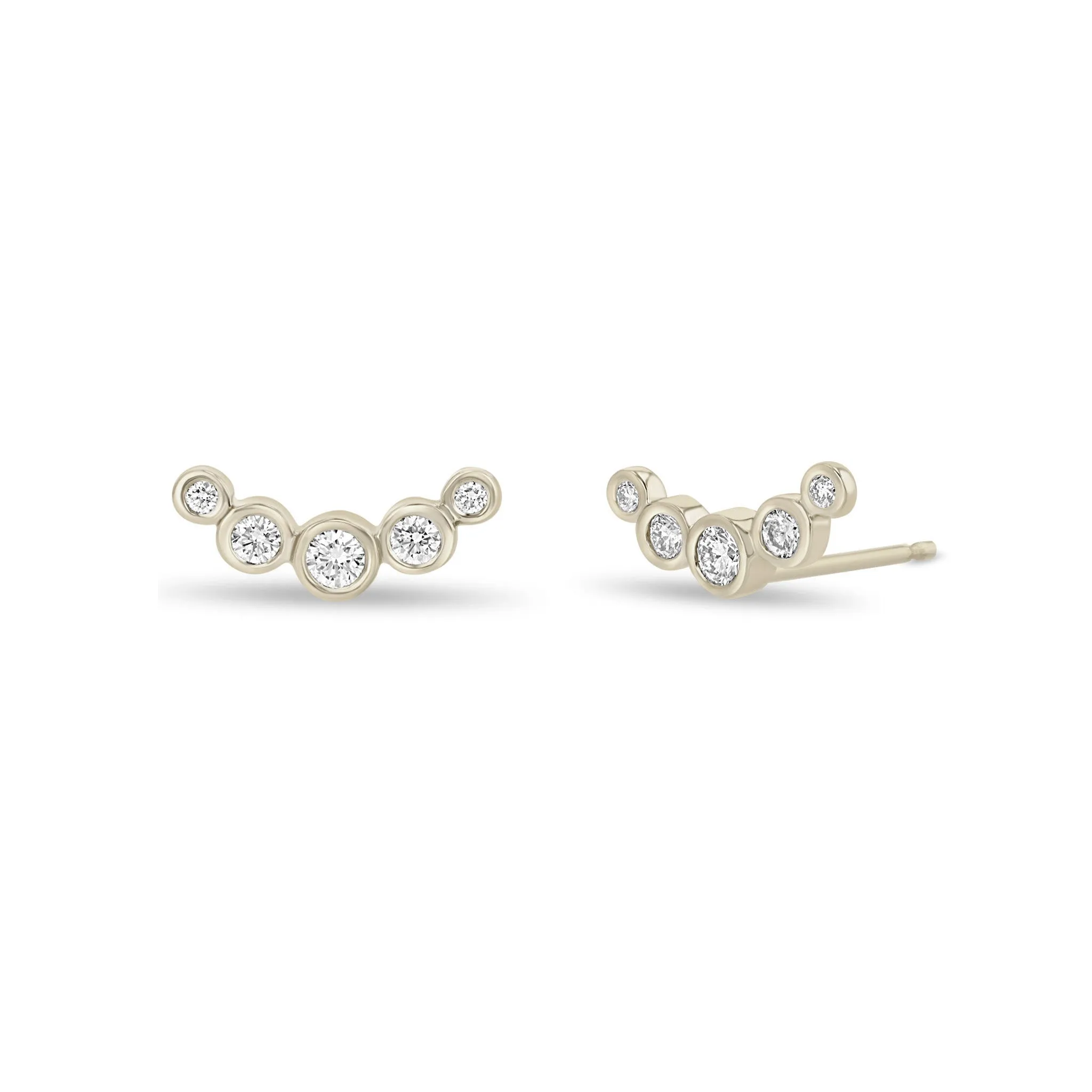 14k 5 Graduated Diamond Bezel Curve Studs