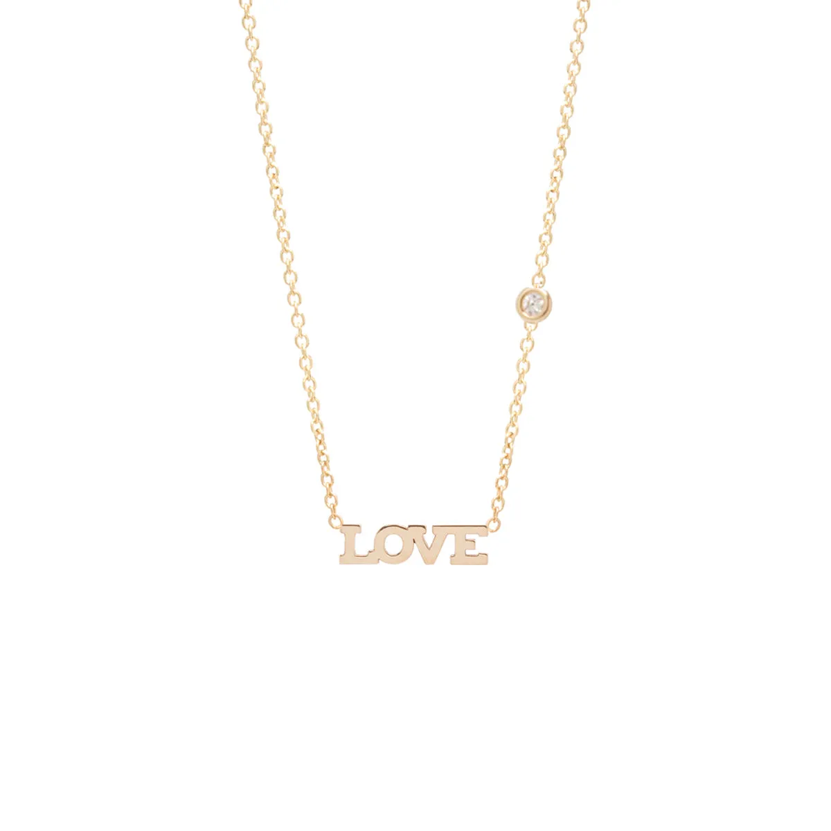 14k itty bitty LOVE necklace with floating diamond - SALE