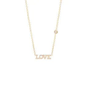 14k itty bitty LOVE necklace with floating diamond - SALE