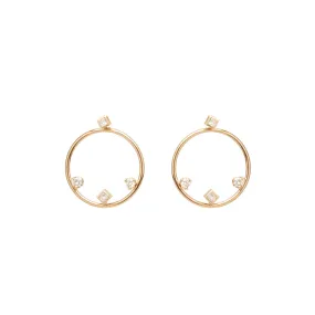 14k Mixed Diamond Medium Circle Jacket Earrings - SALE