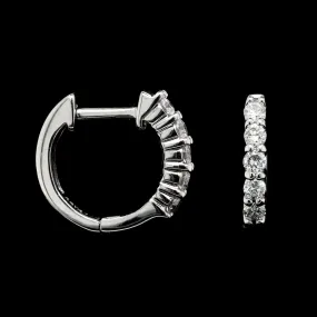 14K White Gold Estate Diamond Hoop Earrings