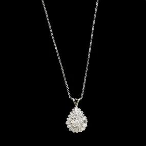 14K White Gold Estate Diamond Pendant Necklace