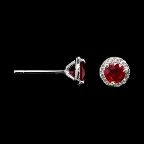 14K White Gold Estate Ruby and Diamond Earrings