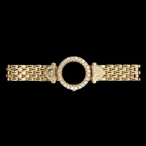 14K Yellow Gold Estate Onyx and Diamond Bracelet