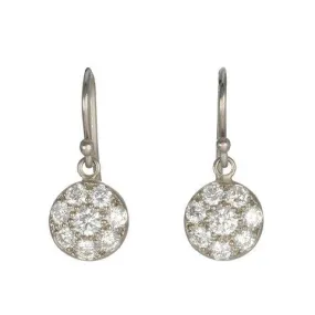 18K Palladium White Gold and Pave Diamond Small Lentil Earrings