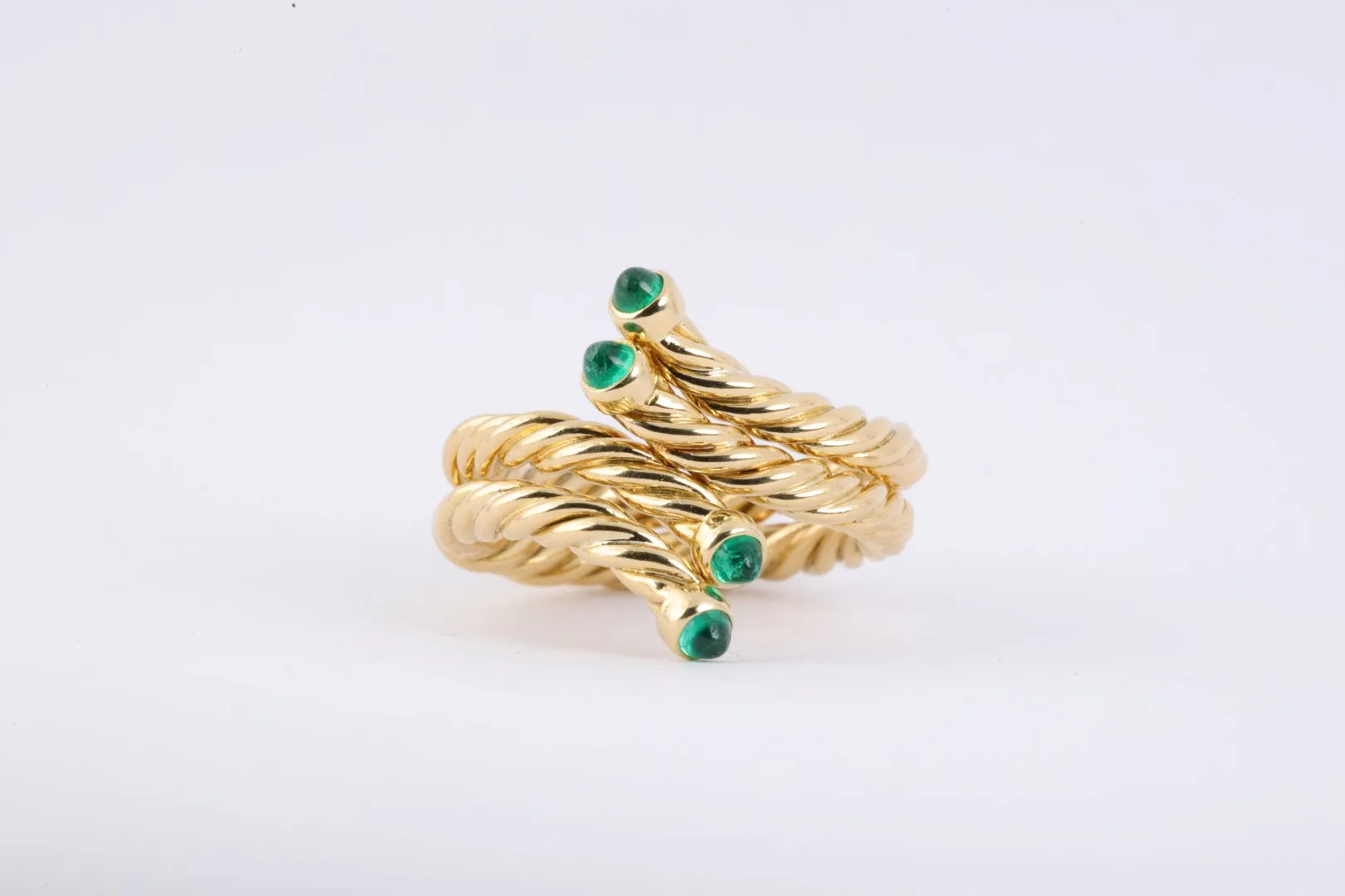 18k Yellow Gold 0.16tcw Emerald Stackable Ring Set Size 5.25 (8.50g.)