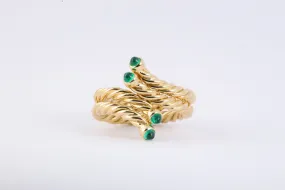 18k Yellow Gold 0.16tcw Emerald Stackable Ring Set Size 5.25 (8.50g.)