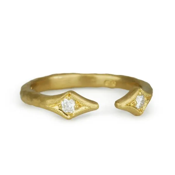 22K Gold and Diamond Double Arrow Ring