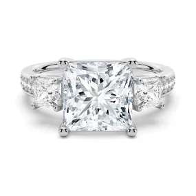 3 CT. Three Stone Princess Shaped Moissanite Engagement Ring