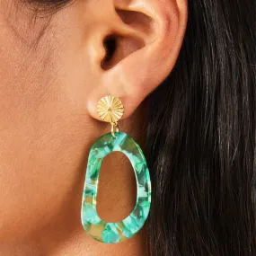 Accessorize London Women's Green Marble Resin Earrings