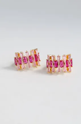 Alisha Pink Gemstone Mini Hoop Earrings