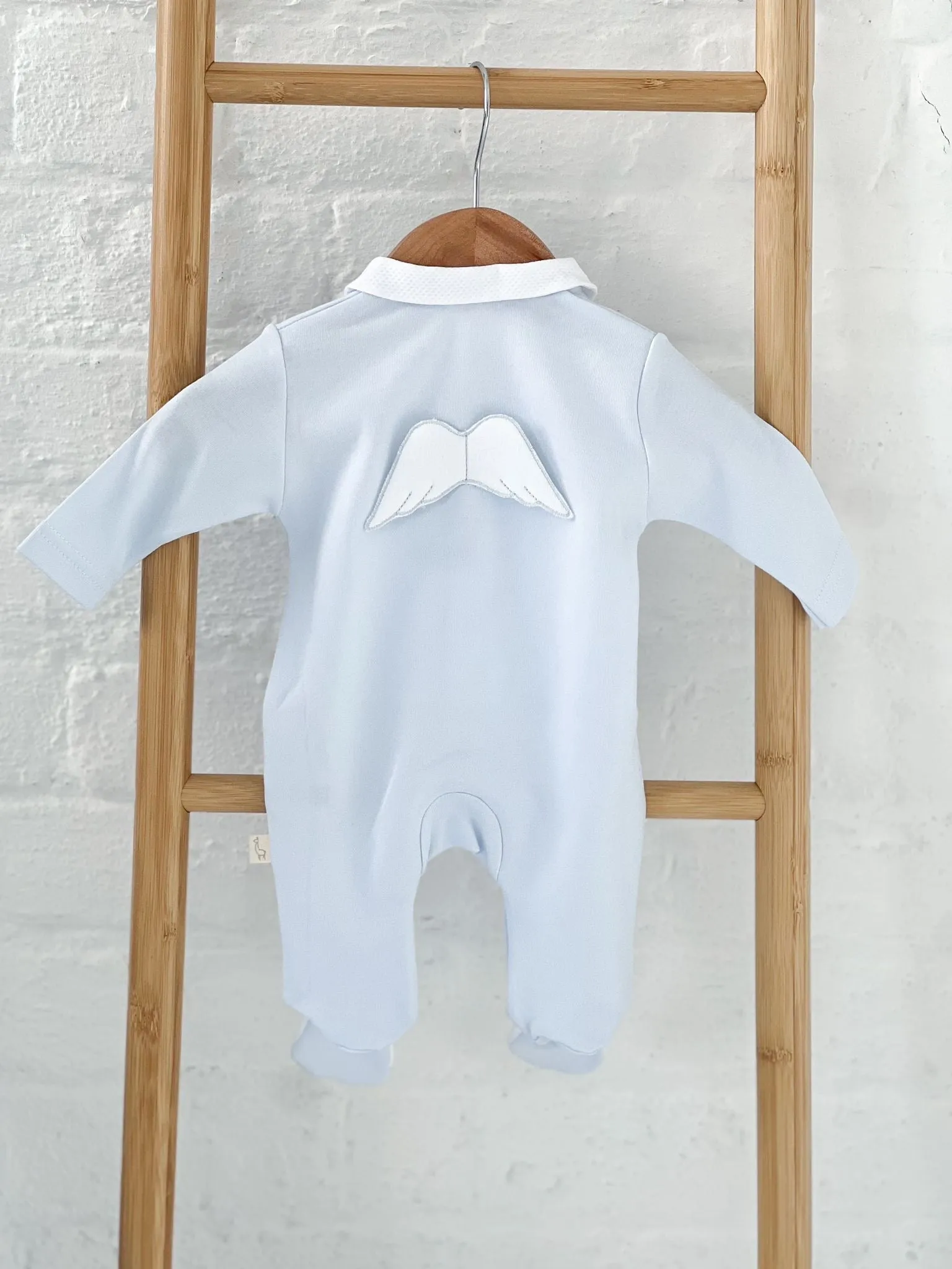 BabyGi Blue Cotton Angel Wing Peter Pan Baby Grow