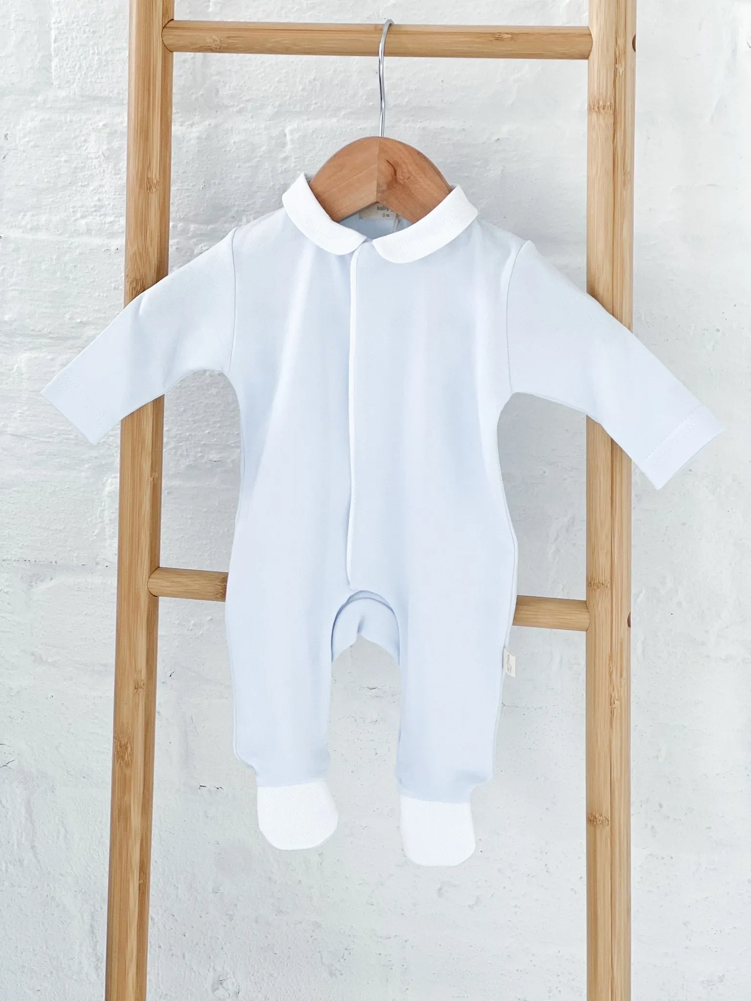 BabyGi Blue Cotton Angel Wing Peter Pan Baby Grow