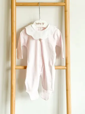 BabyGi Pink Scallop Collar Baby Grow