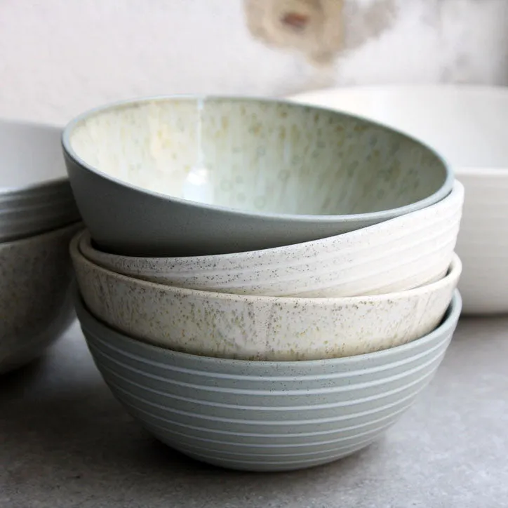 Breakfast bowl, Light Stone Grey w/ brush strokes