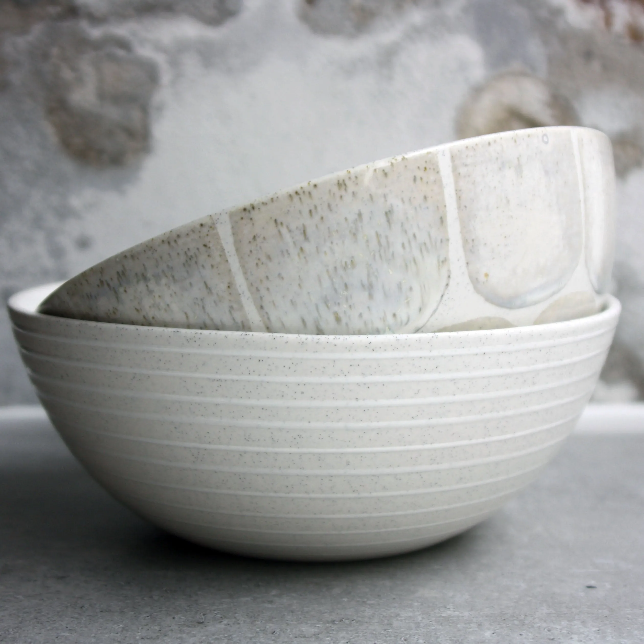 Breakfast bowl, Light Stone Grey w/ brush strokes