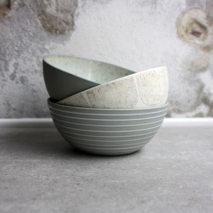 Breakfast bowl, Light Stone Grey w/ brush strokes