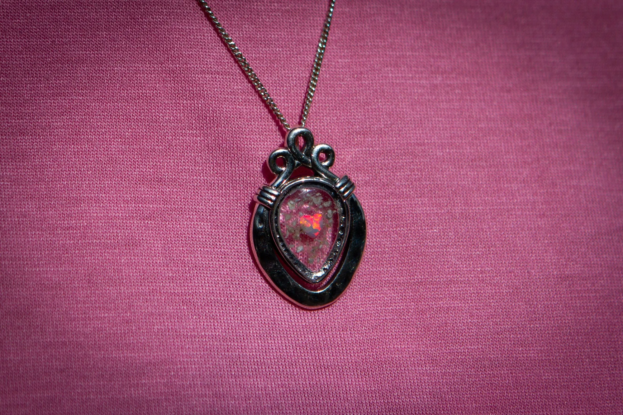 Crest Pendant with Opal Heart