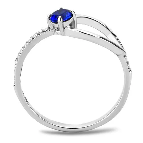 DA121 High polished (no plating) Stainless Steel Ring with AAA Grade CZ in London Blue