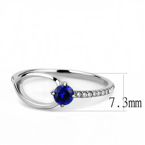 DA121 High polished (no plating) Stainless Steel Ring with AAA Grade CZ in London Blue