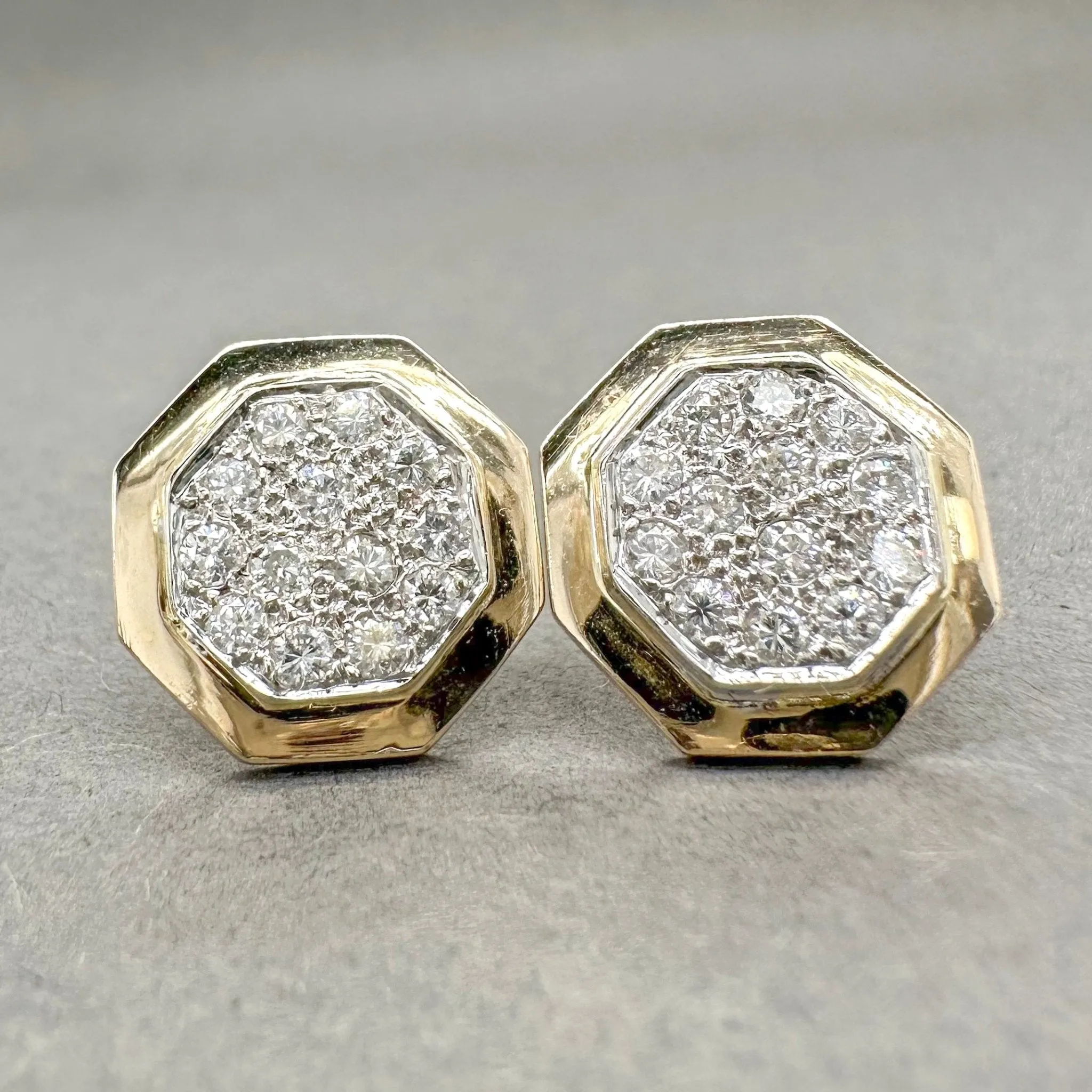 Estate 14K TT Gold 0.78ctw G-H/VS1 Diamond Octagon Stud Earrings