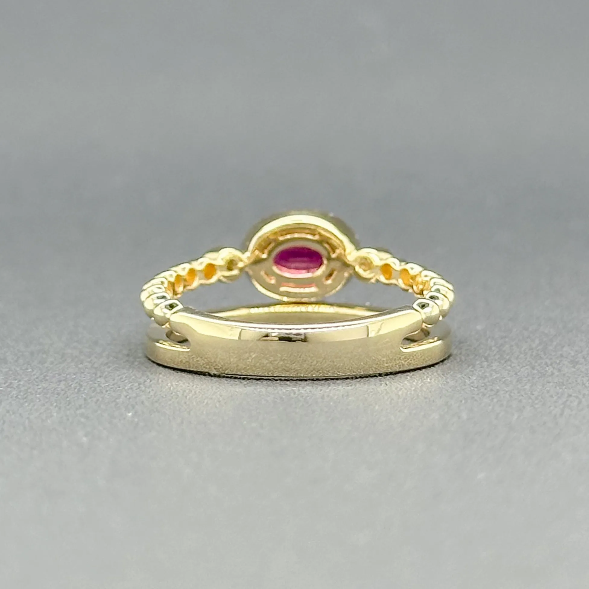 Estate 14K Y Gold 0.33ct Ruby & 0.45ctw H/SI1-2 Diamond Double Row Ring