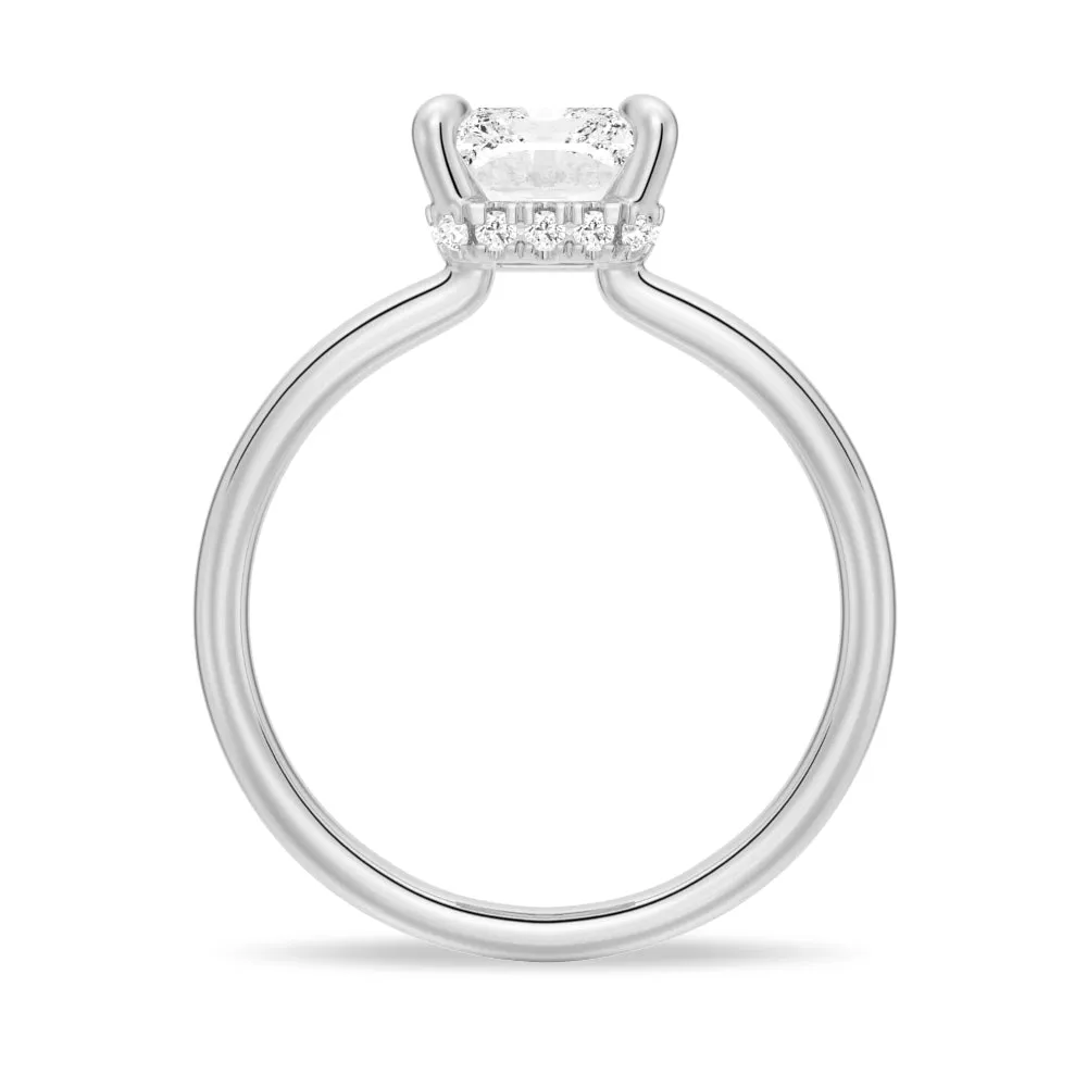 Four-Prong Solitaire Radiant Cut Engagement Ring With Hidden Halo