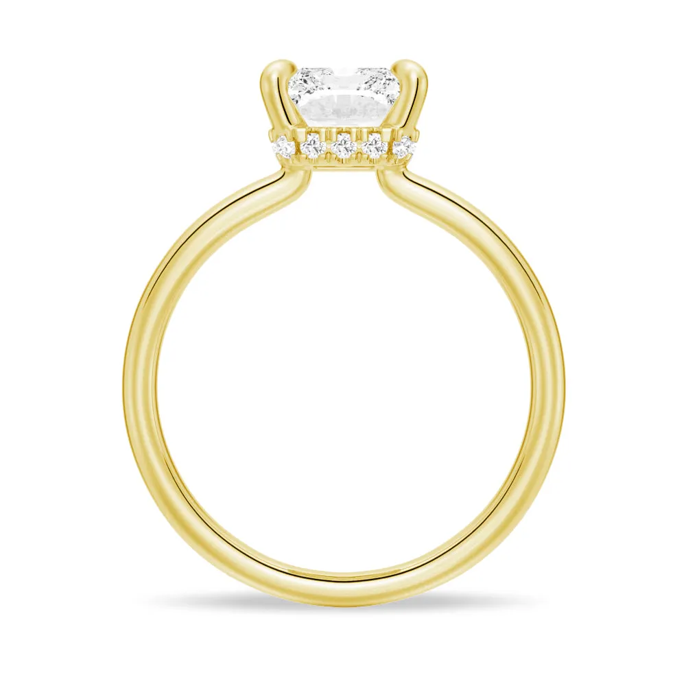 Four-Prong Solitaire Radiant Cut Engagement Ring With Hidden Halo