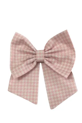 Girls Pink Houndstooth Hairbow