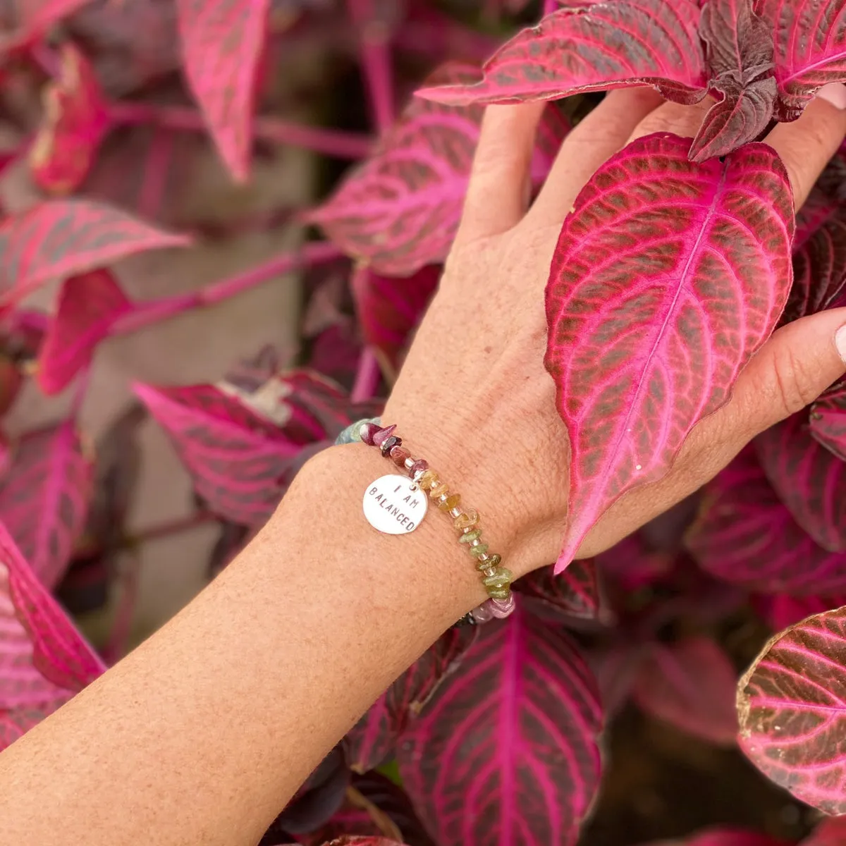 I am Balanced Affirmation Bracelet with Tourmaline to Help Live in Harmony