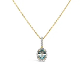 Irisa by Martin Binder Oval Aquamarine & Diamond Halo Necklace