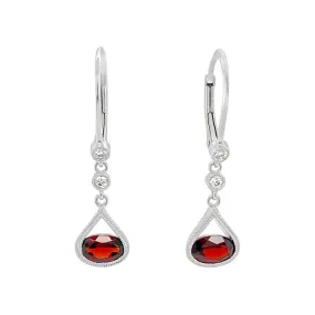 Irisa by Martin Binder Oval Garnet & Diamond Dangle Earrings