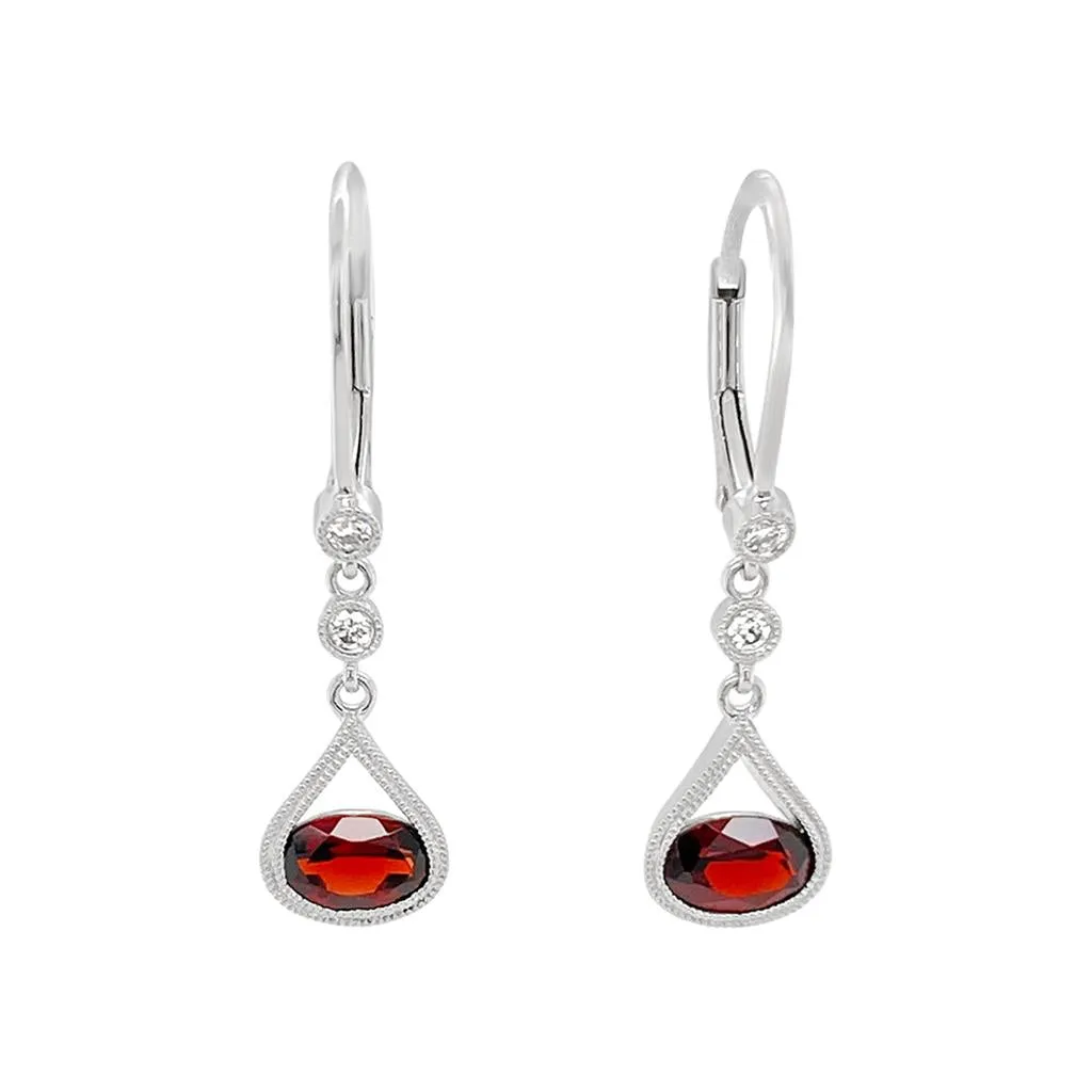 Irisa by Martin Binder Oval Garnet & Diamond Dangle Earrings