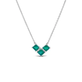 Irisa by Martin Binder Princess Cut Emerald & Diamond Necklace