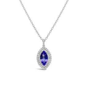 Irisa by Martin Binder Tanzanite & Diamond Marquise Pendant Necklace