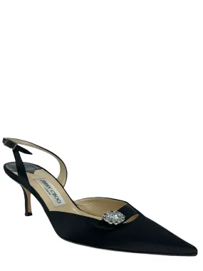 Jimmy Choo Satin Point Toe Slingback Pumps Size 10.5