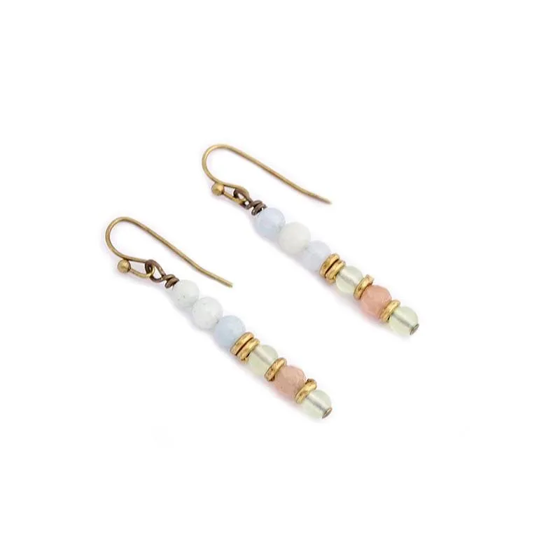 Joy and Calm Aquamarine Sunstone and Prehnite Earrings