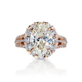 Laylah 4 Carat K VS2 Oval Cut Lab Grown Diamond Engagement Ring in 14 Karat Rose Gold