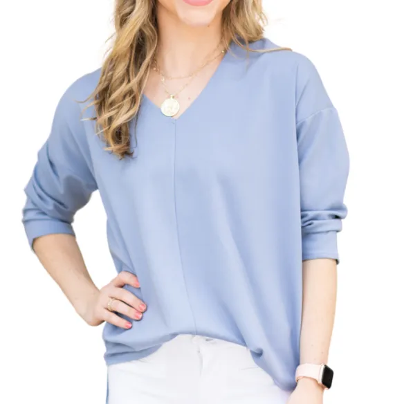 Lior 3/4 Sleeve Zelda V Neck Center Seam - (ten colors)