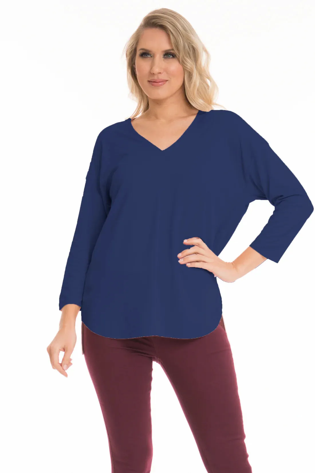 Lior 3/4 Sleeve Zelda V Neck Center Seam - (ten colors)