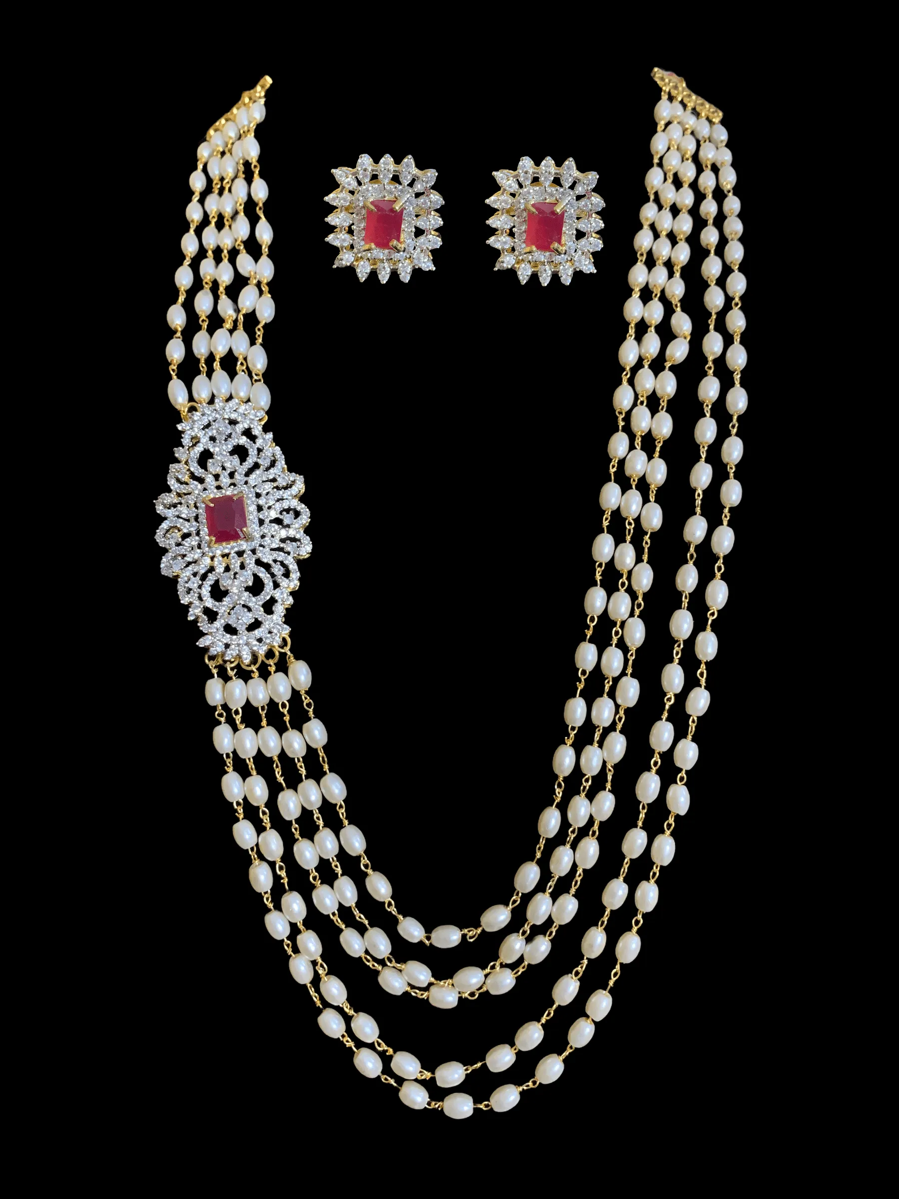 LN3 Sanam pearl cz  set  (SHIPS IN 4 WEEKS )