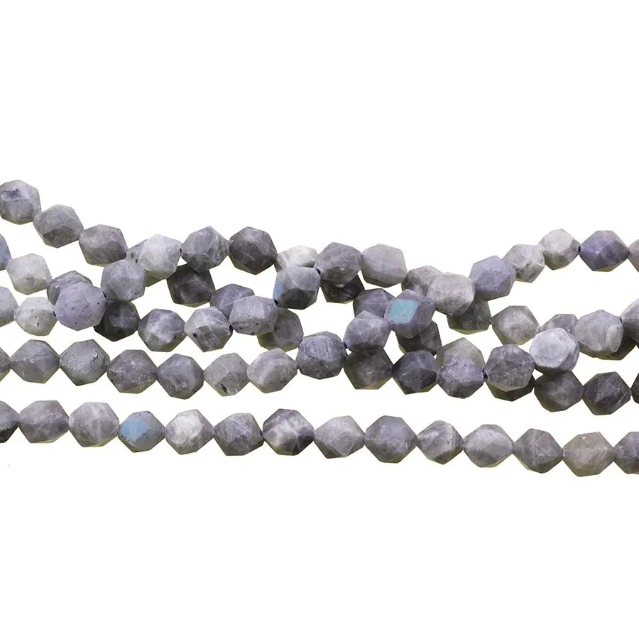 MATTE Labradorite 8mm Star Cut Round - 15-16 Inch