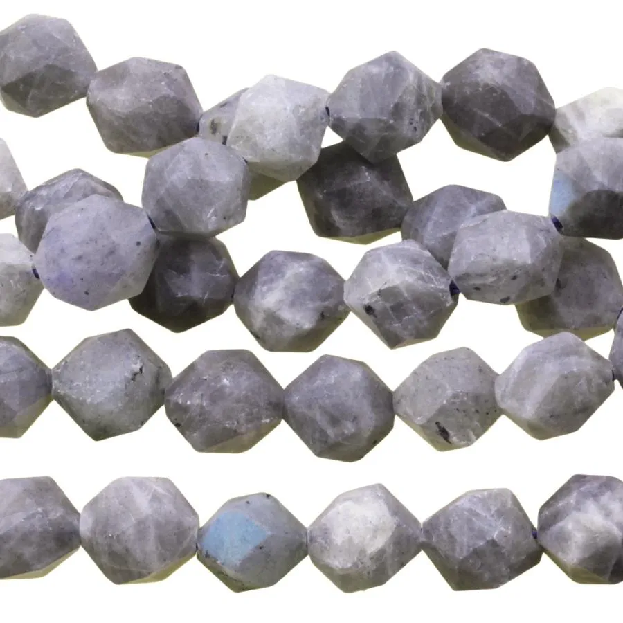 MATTE Labradorite 8mm Star Cut Round - 15-16 Inch