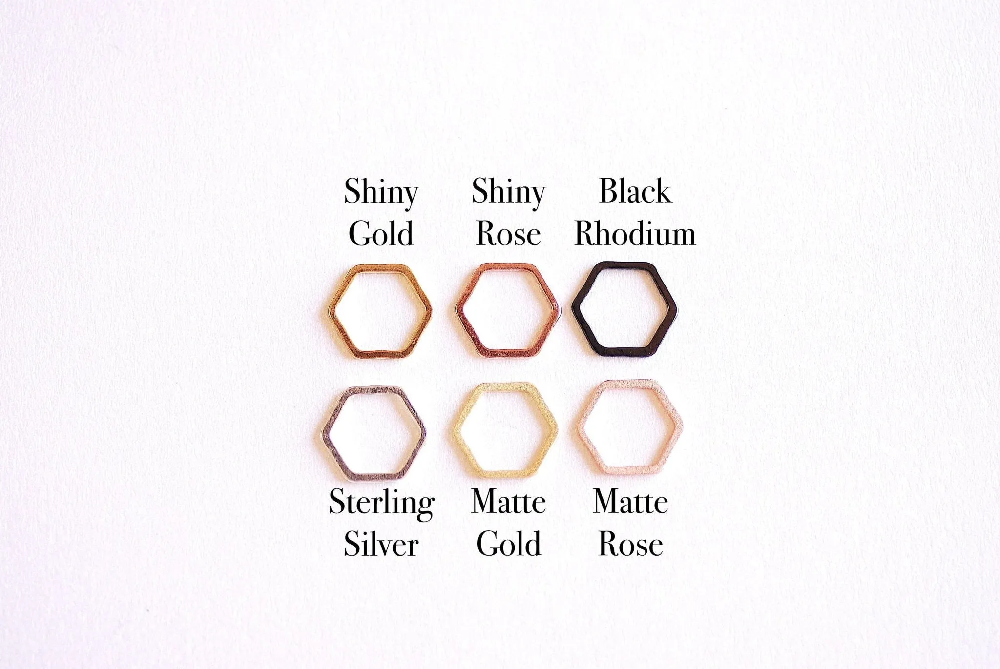 Matte Pink Rose Gold Hexagon Connector Charm- 22k Gold plated Sterling Silver, jump ring, hexagon frame spacer link, honeycomb,Geometric,362