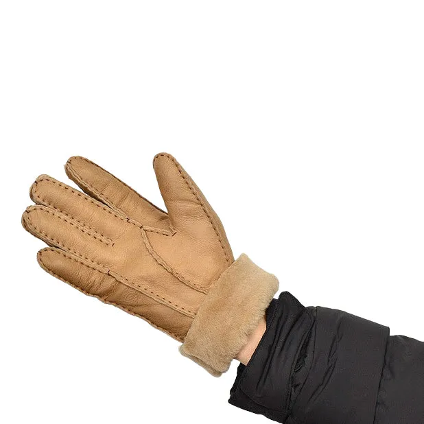 Mens Leather Gloves for Winter Fleece Lined Sheepskin Fur Gifts