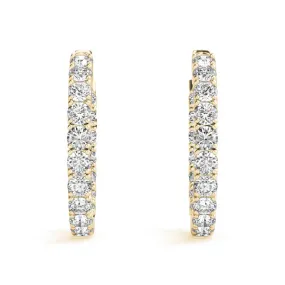 MOON 7 Carat Diamond Eternity Hoop Earrings 1 Inch in 18K Yellow Gold 50 pointer Round Brilliant F Color VS1 Clarity 30mm BY MIKE NEKTA