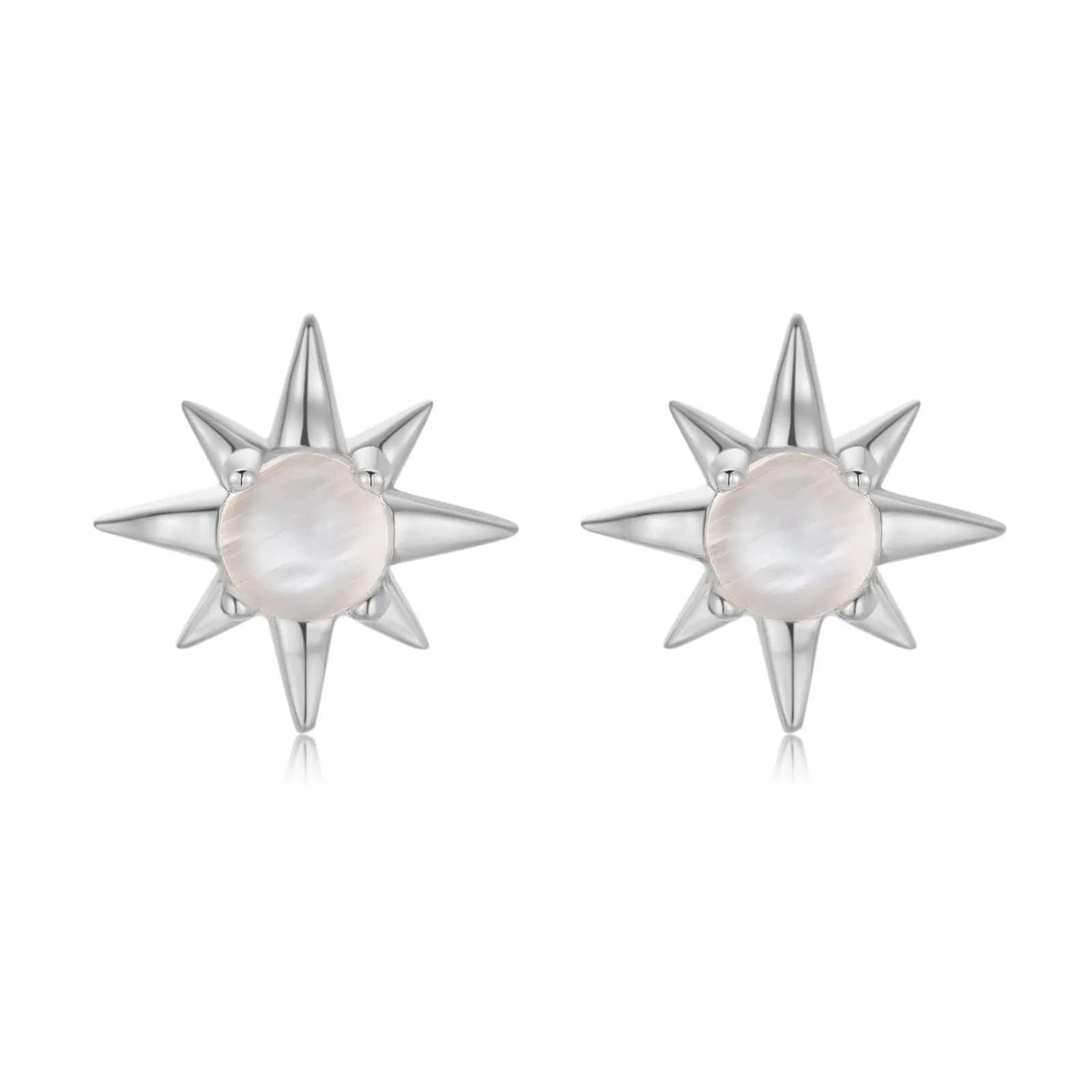 Moonstone Silver Star Stud Earrings