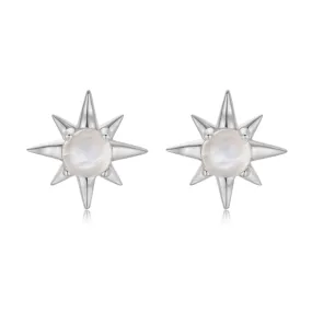 Moonstone Silver Star Stud Earrings